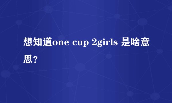 想知道one cup 2girls 是啥意思？