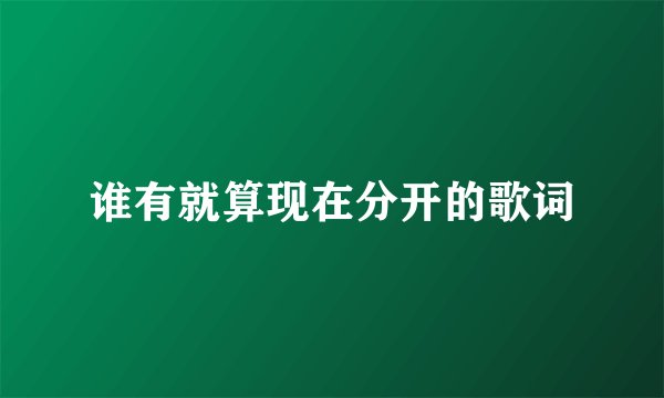 谁有就算现在分开的歌词