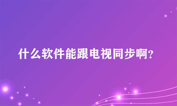 什么软件能跟电视同步啊？