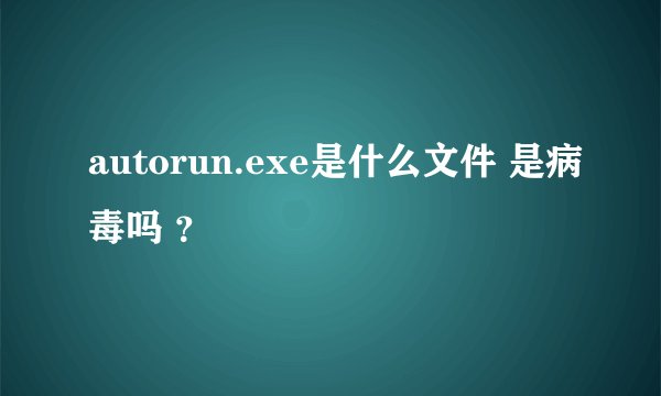 autorun.exe是什么文件 是病毒吗 ？