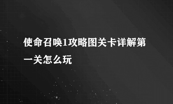使命召唤1攻略图关卡详解第一关怎么玩