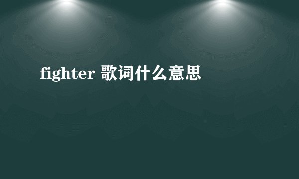 fighter 歌词什么意思