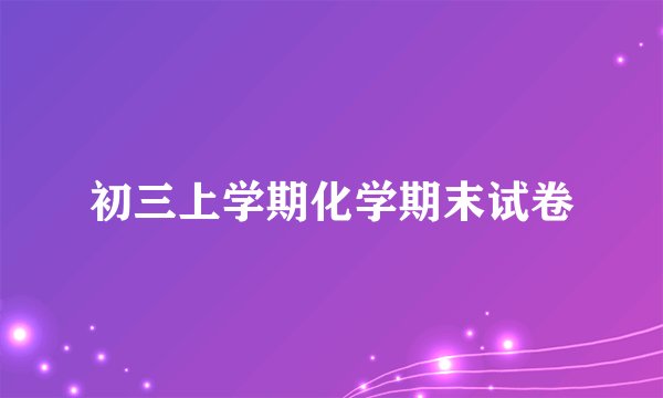 初三上学期化学期末试卷