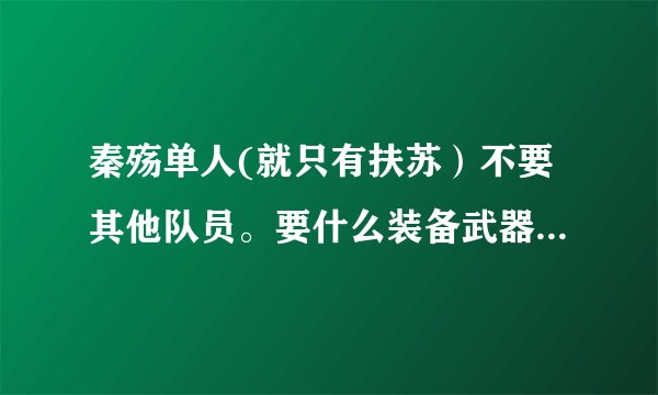 秦殇单人(就只有扶苏）不要其他队员。要什么装备武器。还有就是加属性点。技能点。该怎么加。简单来说就是