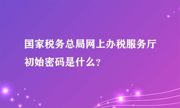 国家税务总局网上办税服务厅初始密码是什么？