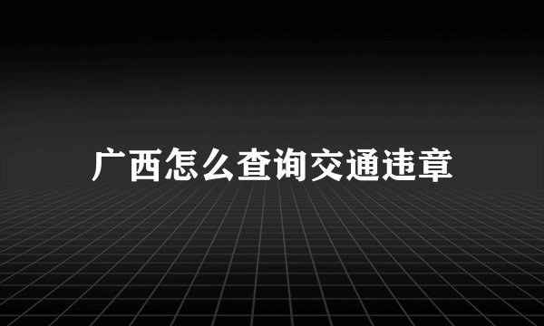 广西怎么查询交通违章