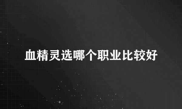 血精灵选哪个职业比较好