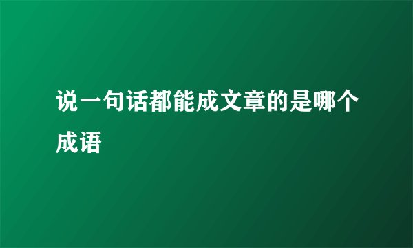 说一句话都能成文章的是哪个成语