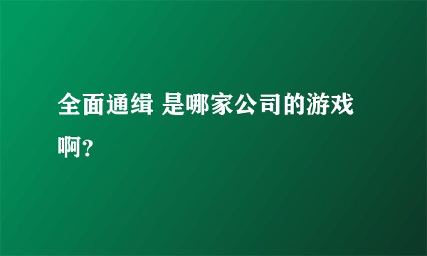 全面通缉 是哪家公司的游戏啊？