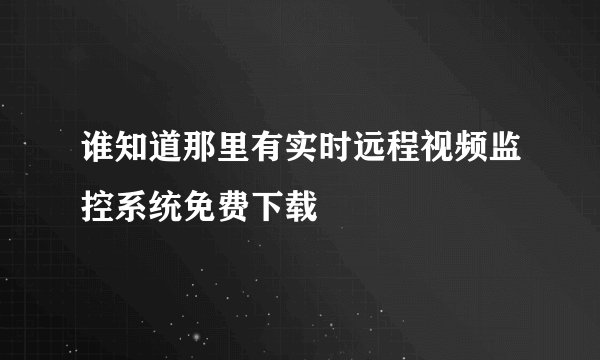 谁知道那里有实时远程视频监控系统免费下载