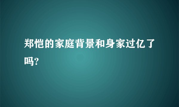 郑恺的家庭背景和身家过亿了吗?