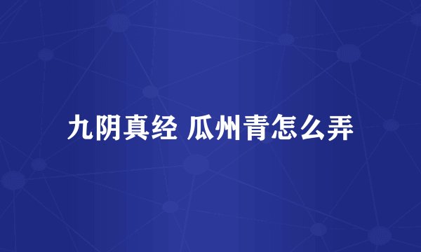 九阴真经 瓜州青怎么弄
