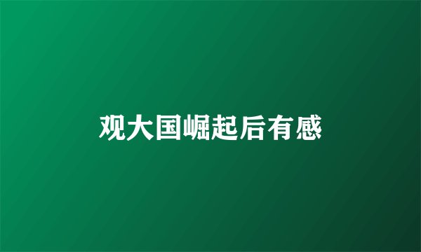 观大国崛起后有感