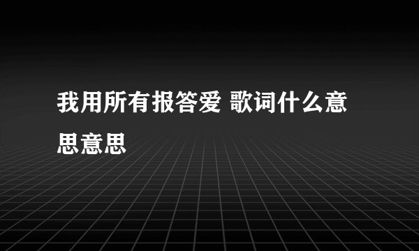 我用所有报答爱 歌词什么意思意思
