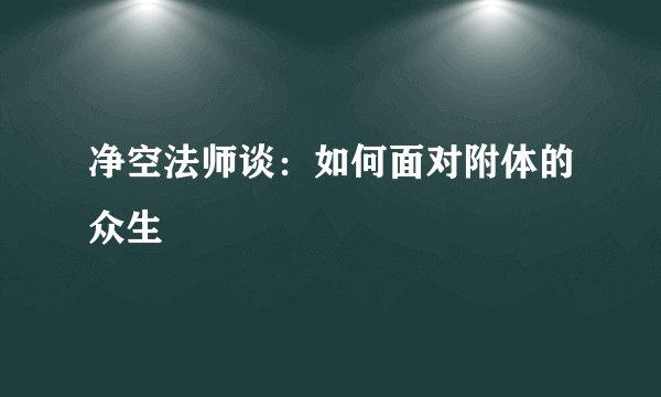 净空法师谈:如何面对附体的众生