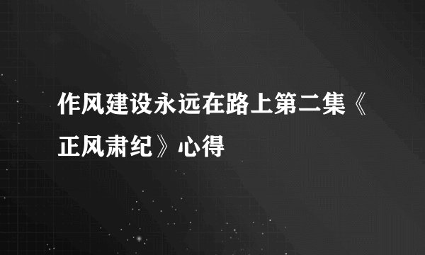 作风建设永远在路上第二集《正风肃纪》心得