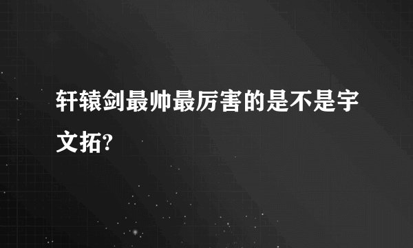 轩辕剑最帅最厉害的是不是宇文拓?