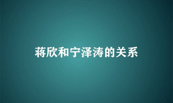 蒋欣和宁泽涛的关系