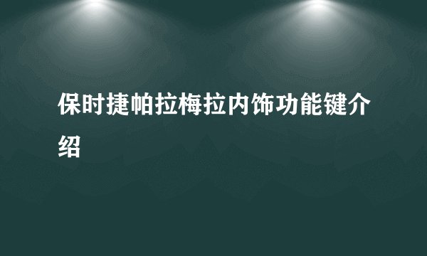 保时捷帕拉梅拉内饰功能键介绍