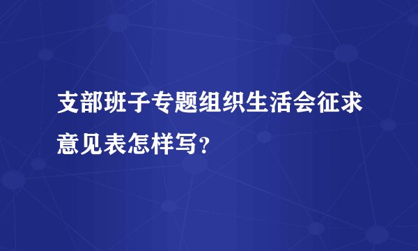 支部班子专题组织生活会征求意见表怎样写?