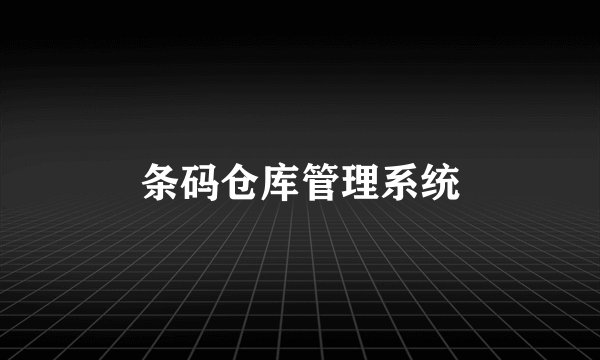 条码仓库管理系统