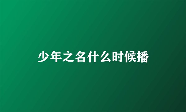 少年之名什么时候播