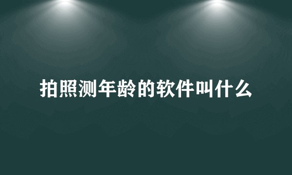 拍照测年龄的软件叫什么