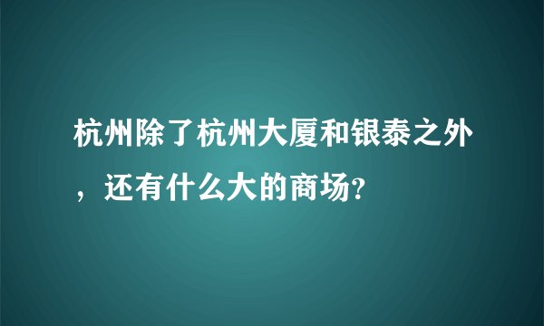 杭州除了杭州大厦和银泰之外,还有什么大的商场?
