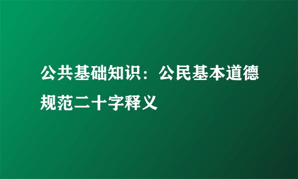 公共基础知识:公民基本道德规范二十字释义