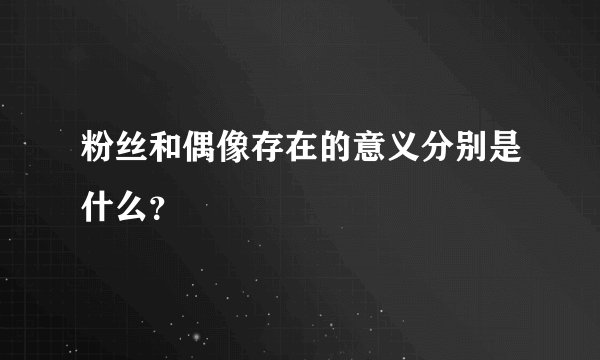 粉丝和偶像存在的意义分别是什么?