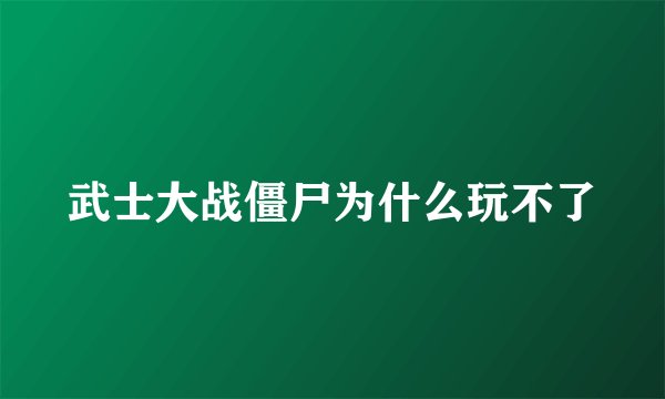 武士大战僵尸为什么玩不了