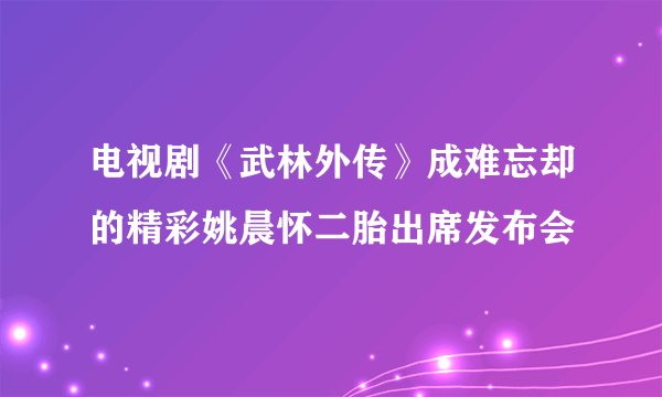 电视剧《武林外传》成难忘却的精彩姚晨怀二胎出席发布会
