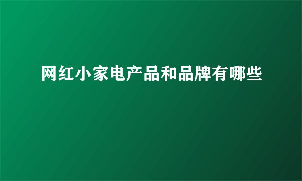 网红小家电产品和品牌有哪些