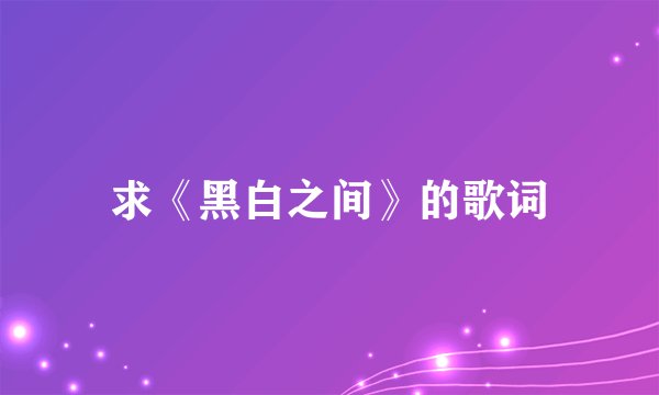 求《黑白之间》的歌词