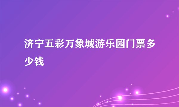 济宁五彩万象城游乐园门票多少钱