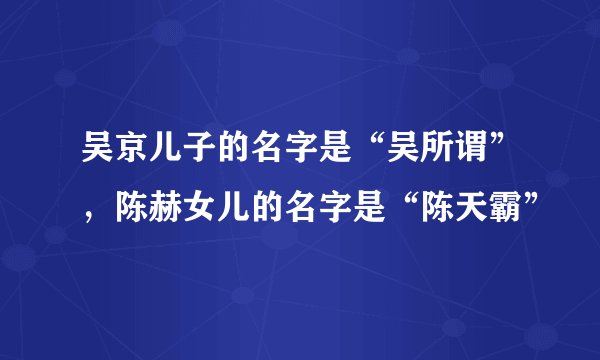 吴京儿子的名字是“吴所谓”，陈赫女儿的名字是“陈天霸”