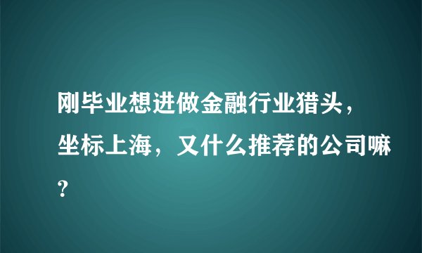 刚毕业想进做金融行业猎头，坐标上海，又什么推荐的公司嘛？