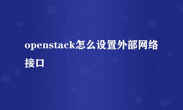 openstack怎么设置外部网络接口