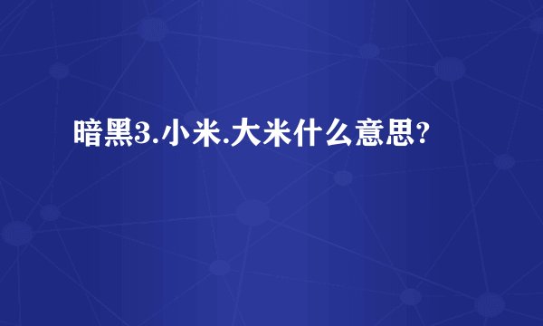 暗黑3.小米.大米什么意思?