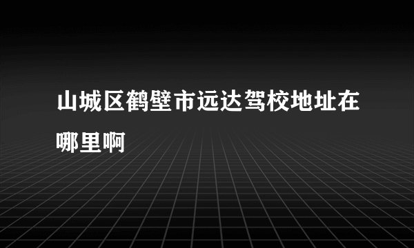 山城区鹤壁市远达驾校地址在哪里啊