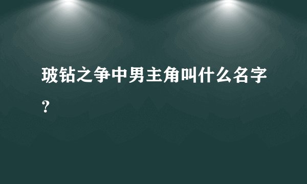 玻钻之争中男主角叫什么名字？