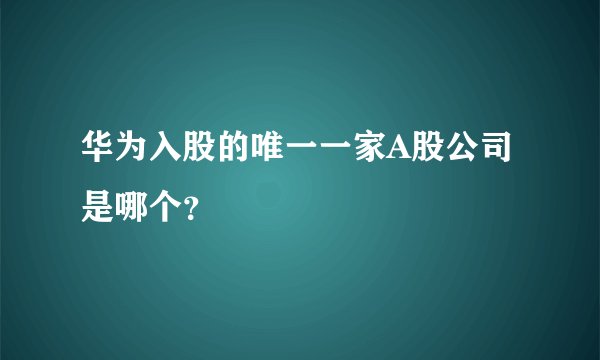 华为入股的唯一一家A股公司是哪个？