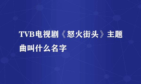 TVB电视剧《怒火街头》主题曲叫什么名字