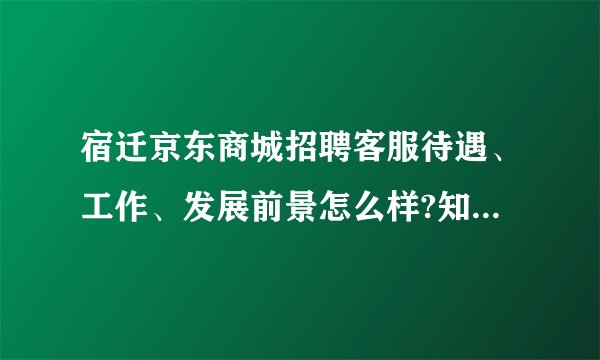 宿迁京东商城招聘客服待遇、工作、发展前景怎么样?知道请回答?
