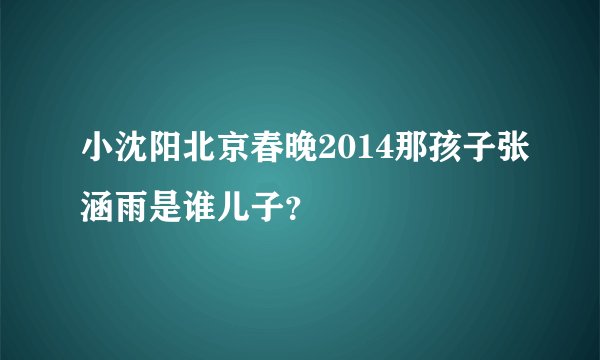 小沈阳北京春晚2014那孩子张涵雨是谁儿子？