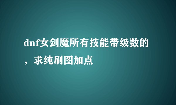 dnf女剑魔所有技能带级数的，求纯刷图加点
