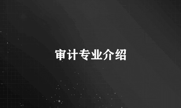 审计专业介绍