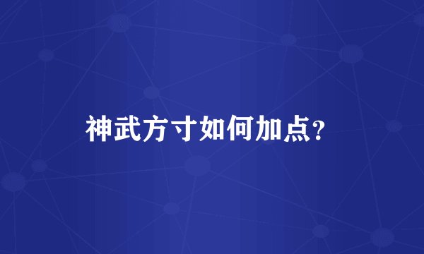 神武方寸如何加点？