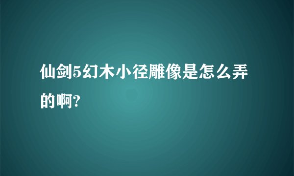 仙剑5幻木小径雕像是怎么弄的啊?