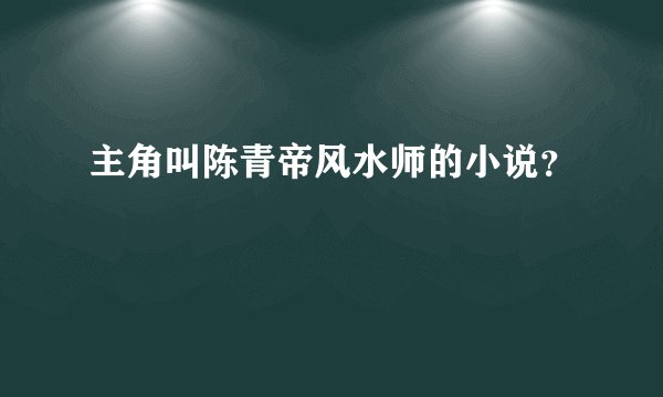 主角叫陈青帝风水师的小说?